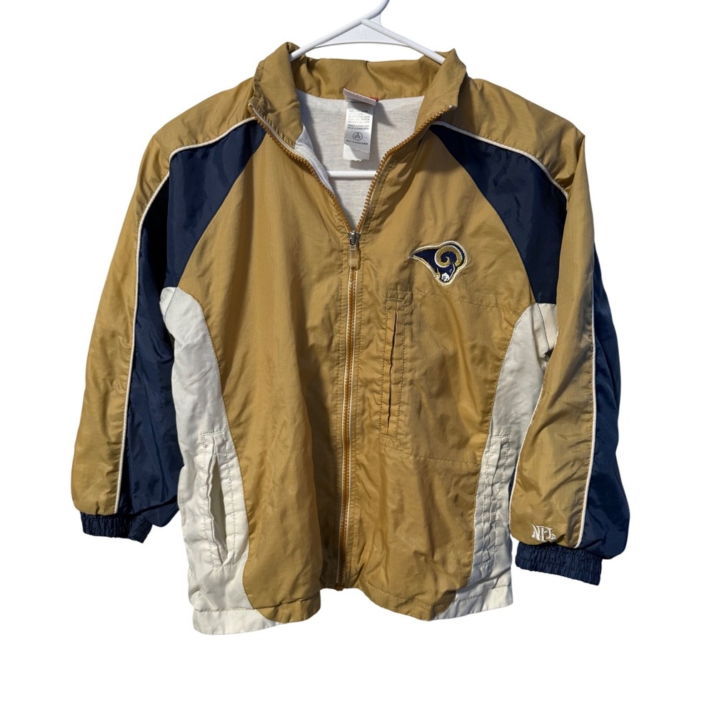 NFL Rams Windbreaker Kids S 8/10 Gold Vintage Full Zip